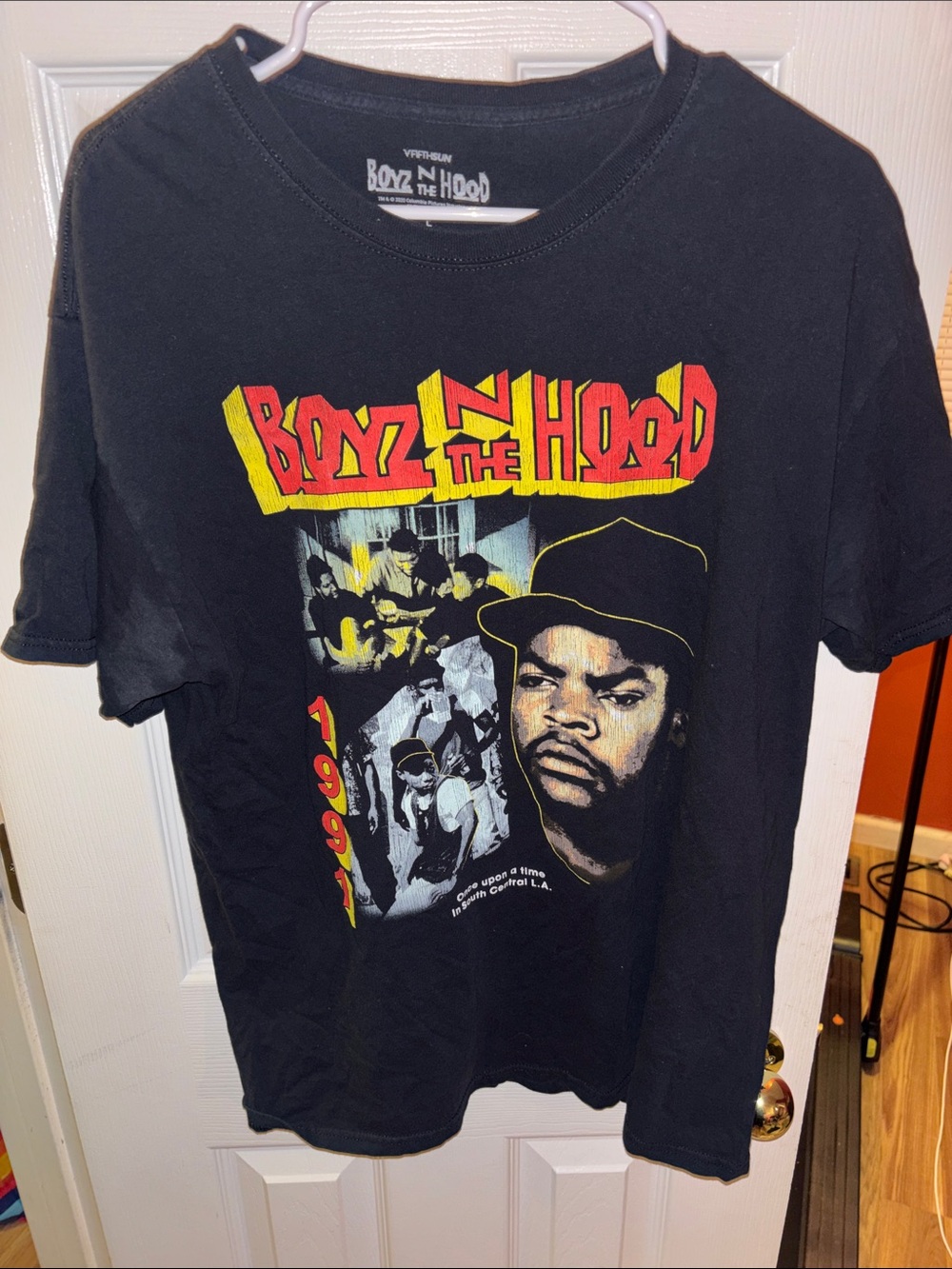 Adult Fifth Sun Boyz N the Hood Black Tee with Red and Yellow Print